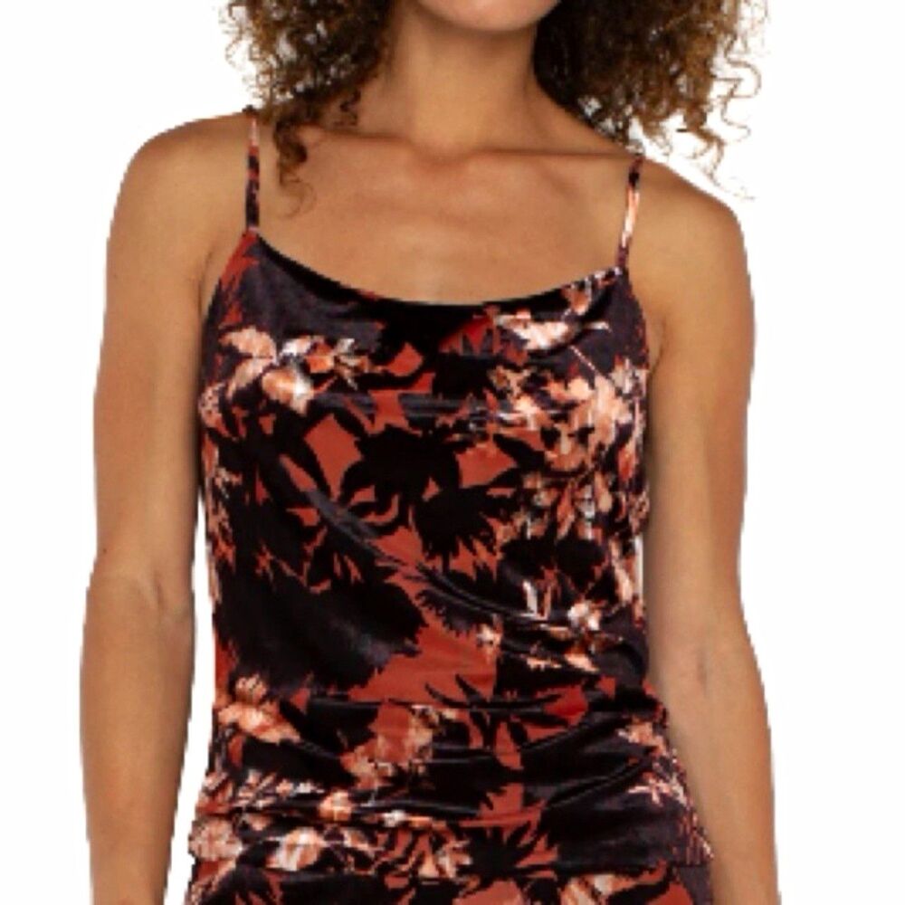 Liverpool Los Angeles Velvet Burnout Cami Top Fire Opal Abstract Floral NWT